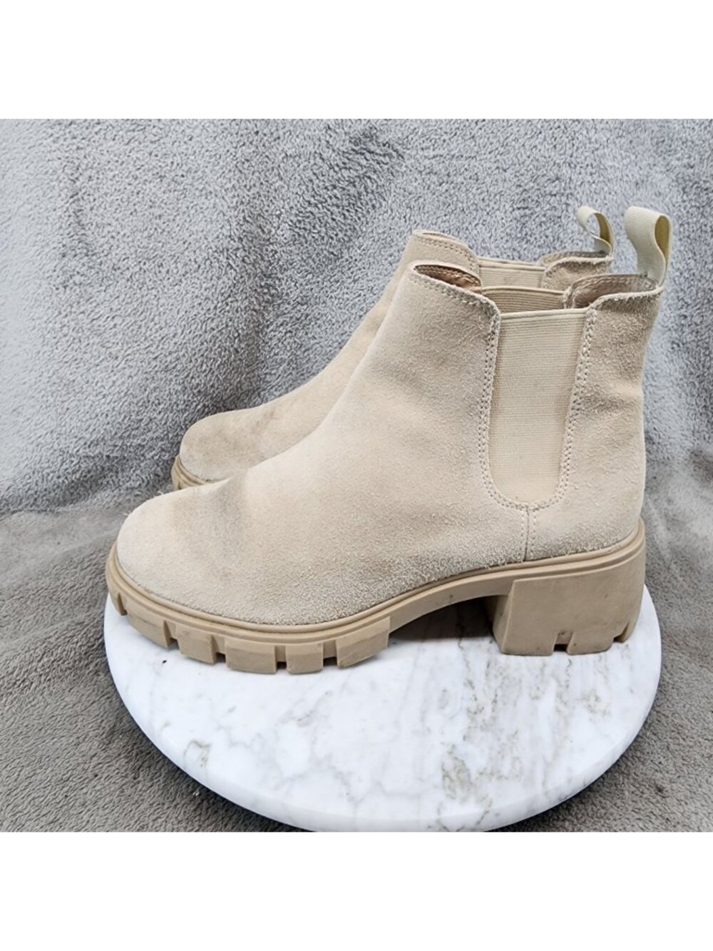 Steve Madden Shoes Womens Size 8 Howler Beige Leather Chelsea Boots *Read*
